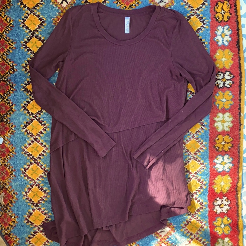 Latched Mama Nursing Long Sleeve Ribbed Purple L